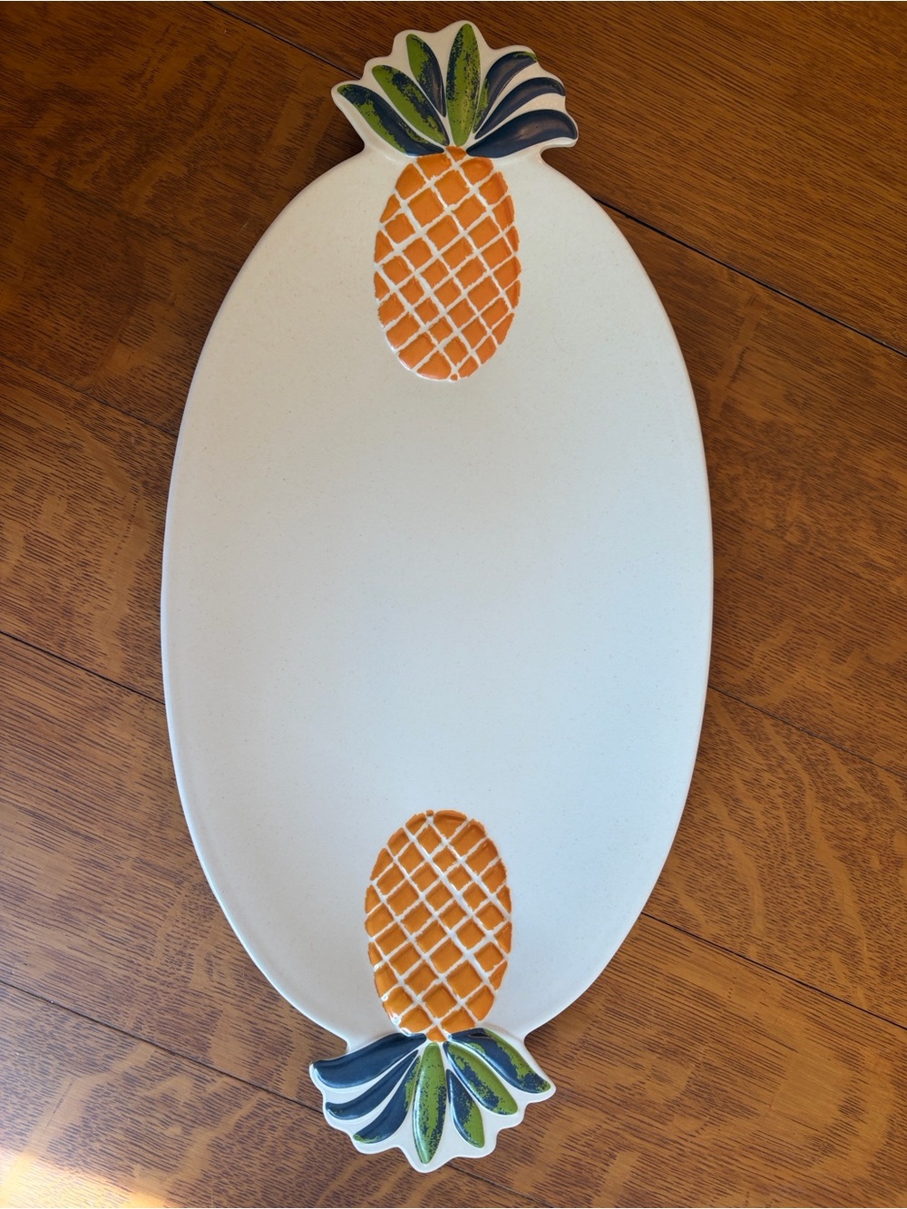 Opalhouse White Pineapple Oval Serving Platter with Orange and Green Accents